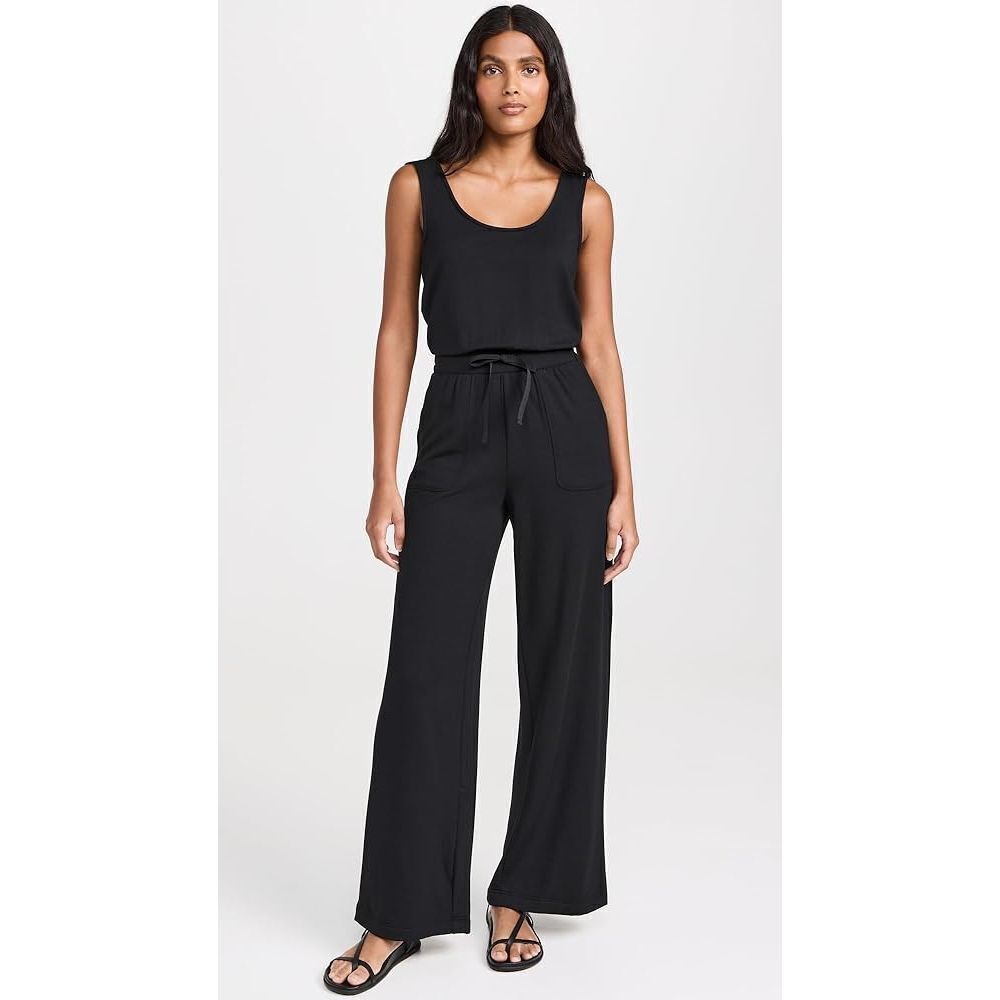 Z Supply Women’s Black Sleeveless Modal Fleece Layover Jumpsuit SzL NEW